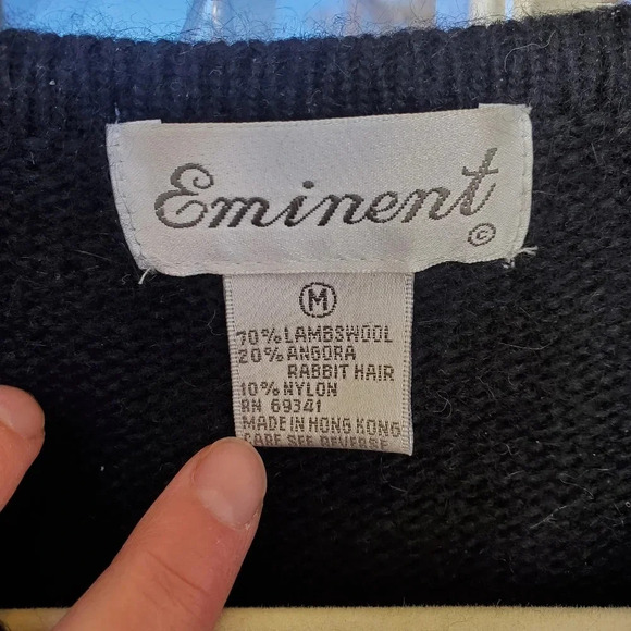 EMINENT | Vintage Lamb/Angora Rabbit Hair Embroidered Pearl Beaded Sweater sz M - Picture 6 of 8